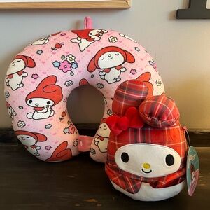 My Melody Squishmallow & Neck Pillow Set